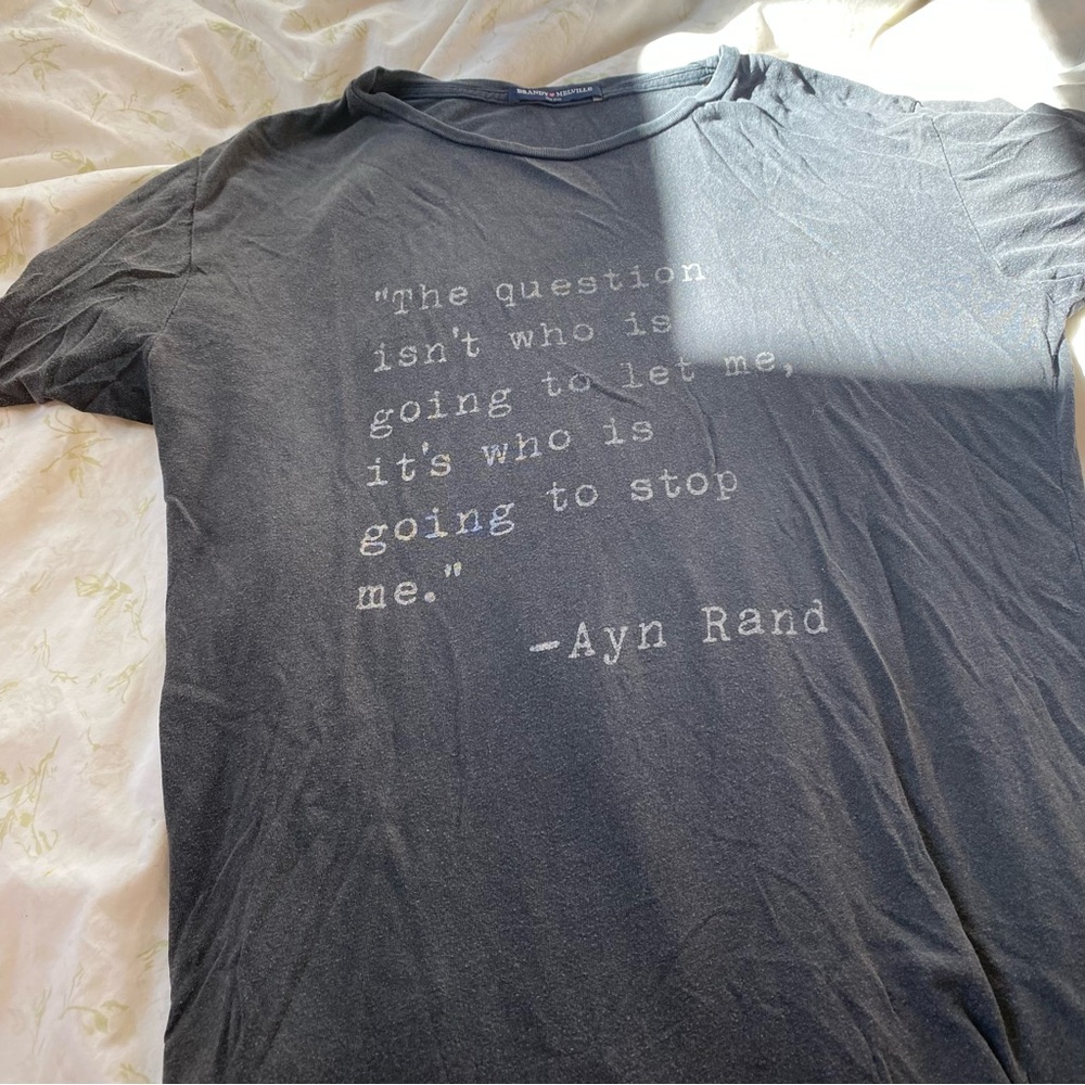 Brandy Melville Charcoal Ayn Rand Quote Tee
